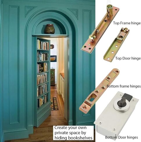 Door Pivot Hinges,Hidden Hinge Hardware for Heavy Duty Wood Doors & Hidden Door Bookcase & Secret Door,Maximum Load 880lb,360 Degree Rotation Center Mount or Side mounting in Saudi Arabia