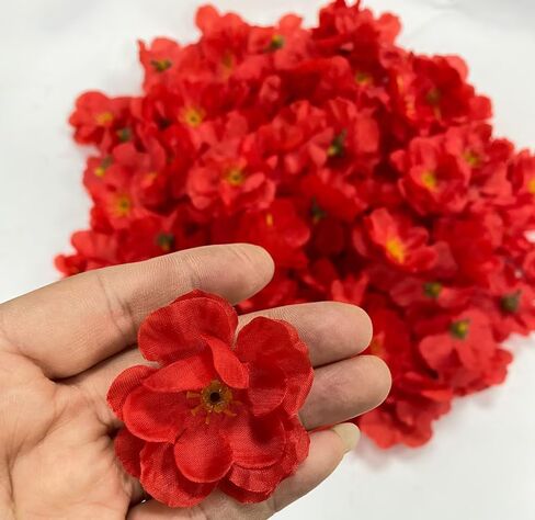 100 pcs Artificial Silk Cherry Blossom Flower Heads Spring Fake Plum Blossom Peach Blossom,Vase Fillers,Corsages for Wedding Decor,Nursery Wall,Archway Decor Wreath Garland Cake Ornaments (Pink) in Saudi Arabia