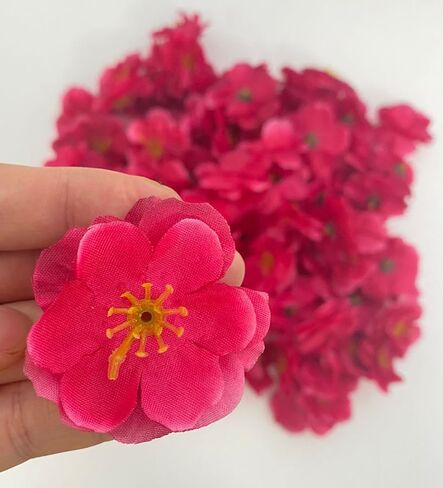 100 pcs Artificial Silk Cherry Blossom Flower Heads Spring Fake Plum Blossom Peach Blossom,Vase Fillers,Corsages for Wedding Decor,Nursery Wall,Archway Decor Wreath Garland Cake Ornaments (Pink) in Saudi Arabia