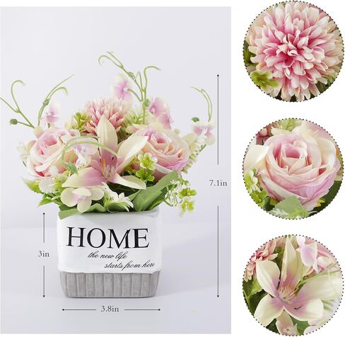Artificial Flowers, Fake Lifelike Silk Lily Rose Flower for Office Party Wedding Home Decoration and Gifts, Home Vase Included (Orange) in Saudi Arabia