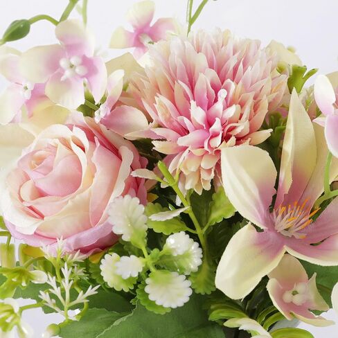 Artificial Flowers, Fake Lifelike Silk Lily Rose Flower for Office Party Wedding Home Decoration and Gifts, Home Vase Included (Orange) in Saudi Arabia