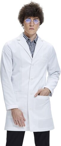 Tailored Lab Coat for Men, Button Closing, 38 Inch Length, White in Saudi Arabia