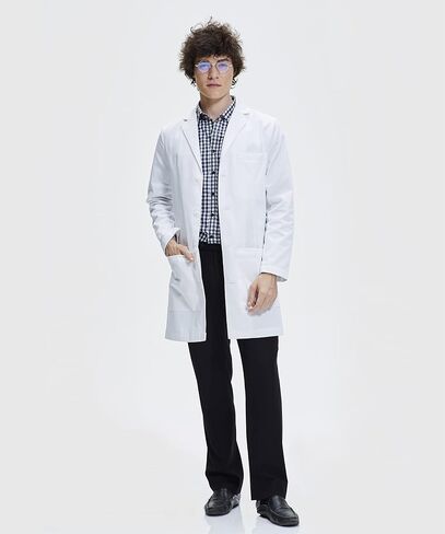 Tailored Lab Coat for Men, Button Closing, 38 Inch Length, White in Saudi Arabia