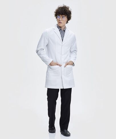 Tailored Lab Coat for Men, Button Closing, 38 Inch Length, White in Saudi Arabia