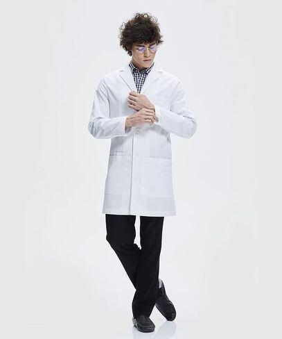 Tailored Lab Coat for Men, Button Closing, 38 Inch Length, White in Saudi Arabia