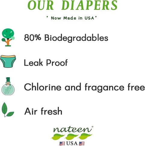 Nateen Basic Purple Adult Diapers, Unisex Disposable Incontinence Briefs with Tabs for Men and Women, Moderate Absorbency, Adult Diaper Made in USA, Medium (100 Count) in Saudi Arabia