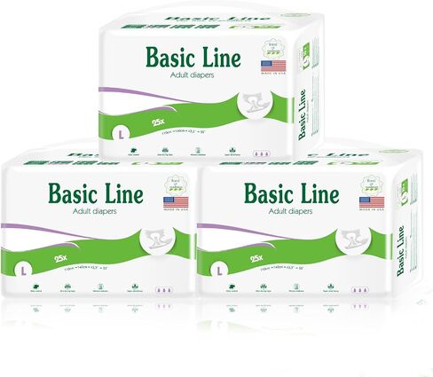 Nateen Basic Purple Adult Diapers, Unisex Disposable Incontinence Briefs with Tabs for Men and Women, Moderate Absorbency, Adult Diaper Made in USA, Medium (100 Count) in Saudi Arabia