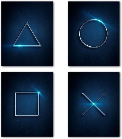 طباعة فنية جدارية لديكور ألعاب الفيديو بلاي ستيشن 5، هدية للاعبين، ديكور تحت عنوان اللعبة لغرفة الأطفال، ملصق ألعاب لغرفة نوم الأولاد، ديكور PS4 حديث لكهف الرجال، مجموعة من 4 قطع (8 × 10 بوصة، غير مؤطرة). in Kuwait