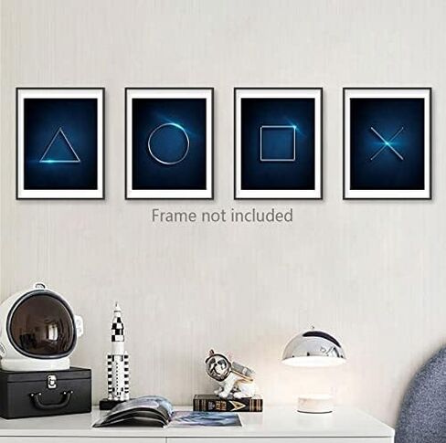 طباعة فنية جدارية لديكور ألعاب الفيديو بلاي ستيشن 5، هدية للاعبين، ديكور تحت عنوان اللعبة لغرفة الأطفال، ملصق ألعاب لغرفة نوم الأولاد، ديكور PS4 حديث لكهف الرجال، مجموعة من 4 قطع (8 × 10 بوصة، غير مؤطرة). in Kuwait