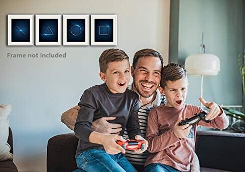 طباعة فنية جدارية لديكور ألعاب الفيديو بلاي ستيشن 5، هدية للاعبين، ديكور تحت عنوان اللعبة لغرفة الأطفال، ملصق ألعاب لغرفة نوم الأولاد، ديكور PS4 حديث لكهف الرجال، مجموعة من 4 قطع (8 × 10 بوصة، غير مؤطرة). in Kuwait