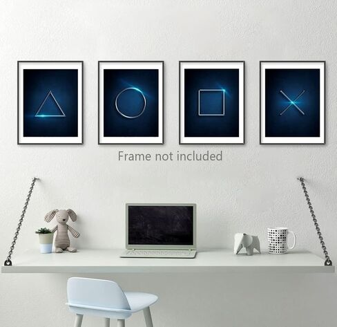 طباعة فنية جدارية لديكور ألعاب الفيديو بلاي ستيشن 5، هدية للاعبين، ديكور تحت عنوان اللعبة لغرفة الأطفال، ملصق ألعاب لغرفة نوم الأولاد، ديكور PS4 حديث لكهف الرجال، مجموعة من 4 قطع (8 × 10 بوصة، غير مؤطرة). in Kuwait