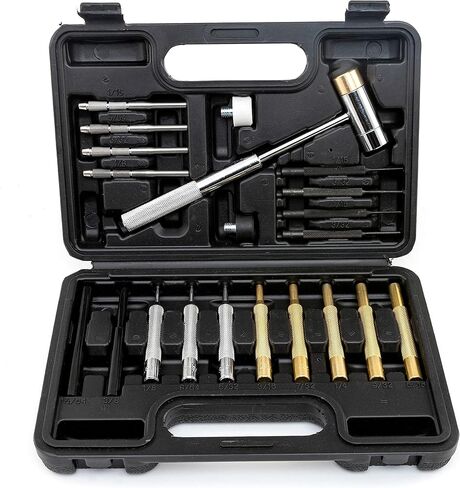 مجموعة NEIKO 02640A Gunsmith Punch Set 21 قطعة، فولاذ الفاناديوم الكروم، اللكمات البلاستيكية والنحاسية، المطاط، النايلون، رؤوس المطرقة النحاسية والفولاذية، اللكمات المبتدئة ذات النهاية المجوفة، مجموعة اللكمات الإصلاحية، مزيل الدبوس in Kuwait