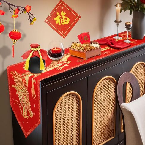 Chinese New Year Table Runner Lunar 2024 Asian Chinese Dragon Table Runner Year of The Dragon Kitchen Dining Table Decorations for New Year Spring Festival Wedding Home Party 13 x 72 Inch (2PCS) in Saudi Arabia