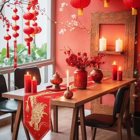 Chinese New Year Table Runner Lunar 2024 Asian Chinese Dragon Table Runner Year of The Dragon Kitchen Dining Table Decorations for New Year Spring Festival Wedding Home Party 13 x 72 Inch (2PCS) in Saudi Arabia