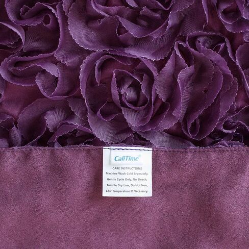 Table Runner CaliTime 14 X 72 Inches Solid 3D Stereo Chiffon Rose Flower Non-Slip Table Runner Dresser Scarf for Dining Party Wedding Table Decoration Purple in Saudi Arabia