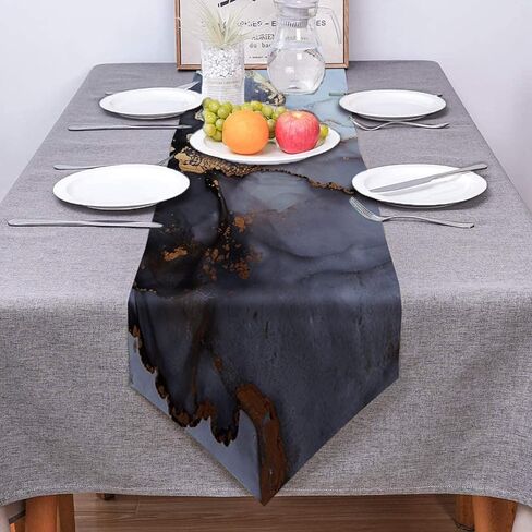 مفرش طاولة أسود أبيض رمادي وأحمر نمط خط هندسي غير قابل للانزلاق مقاوم للحرارة من البوليستر مفرش طاولة لحفلات العائلة والعشاء وطاولة المطبخ والعطلات ديكور المنزل 13*70 بوصة in Kuwait