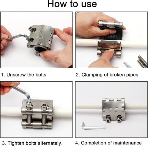 مشبك إصلاح الأنابيب لإغلاق تسرب القناة، إصلاح الأنابيب في حالات الطوارئ للأنابيب المعدنية والبلاستيكية، قابل لإعادة الاستخدام OD 3/4 بوصة (20 مم - 23 مم) in Kuwait