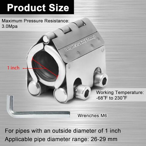 مشبك إصلاح الأنابيب لإغلاق تسرب القناة، إصلاح الأنابيب في حالات الطوارئ للأنابيب المعدنية والبلاستيكية، قابل لإعادة الاستخدام OD 3/4 بوصة (20 مم - 23 مم) in Kuwait