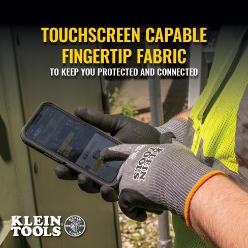 Klein Tools 60588 Work Gloves, Knit Dipped Cut Resistant ANSI A4 Nitrile Coated Gloves, HPPE Fabric, Touchscreen Capable, Medium, 2-Pair in Saudi Arabia