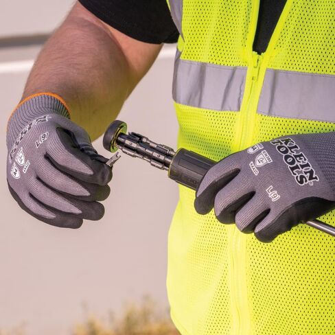 Klein Tools 60588 Work Gloves, Knit Dipped Cut Resistant ANSI A4 Nitrile Coated Gloves, HPPE Fabric, Touchscreen Capable, Medium, 2-Pair in Saudi Arabia