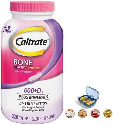 KHOFIBU 600mg + D3 with Plus Minerals, Bone Health Calcium Supplement includes Magnesium & Zinc, 320 Count, with Pill Case (1) in Saudi Arabia