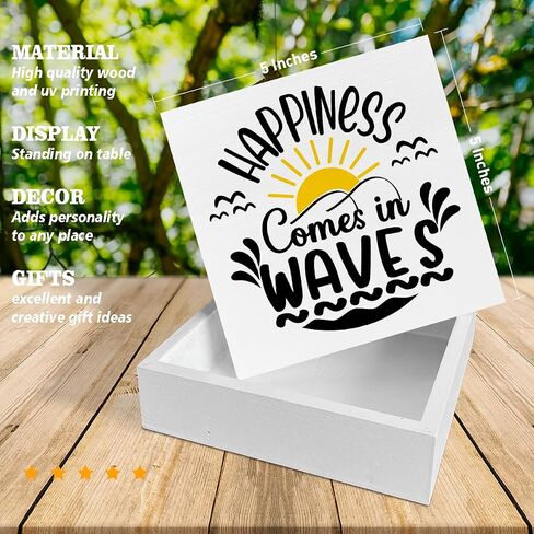 Beach Quotes Wooden Box Sign Beach House Decor Beach Definition Square Wood Sign Desk Decoration Coastal Wood Block Plaque Box Sign for Shelf Home 5 x 5 Inches in Saudi Arabia