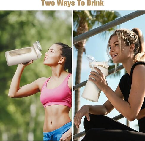 زجاجات مياه زجاجية، زجاجة مياه سعة 52 أونصة وسعة 64 أونصة بغطاء من السيليكون وقش، زجاجة مياه شفافة مقاومة للتسرب وخالية من مادة BPA مع أغطية شرب مزدوجة in Kuwait