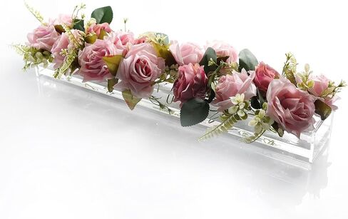 Acrylic Flower Vase - Elegant Floral Centerpiece | Modern Clear Rectangle Design | Perfect for Wedding Dining Table Decor | 12 Holes. in Saudi Arabia