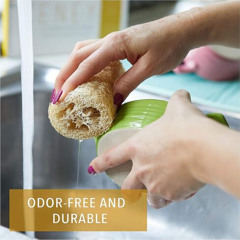 ENEY Eco-Friendly Natural Kitchen Washing Up Sponge | 100% Plant-Based Biodegradable | Four Pack of Non-Odor Dish Sponges | Sustainable Unbleached Loofah | Plastic-Free in Saudi Arabia