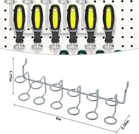 9 * 2 * 1.77 بوصة 6 قطع من أدوات Pegboard الفضية منظم أدوات لوحة ربط الحديد ملحقات Pegboard لمتجر السوبر ماركت والمستودع وغرفة تخزين منضدة العمل in Kuwait