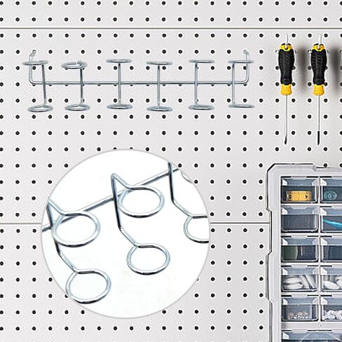 9 * 2 * 1.77 بوصة 6 قطع من أدوات Pegboard الفضية منظم أدوات لوحة ربط الحديد ملحقات Pegboard لمتجر السوبر ماركت والمستودع وغرفة تخزين منضدة العمل in Kuwait