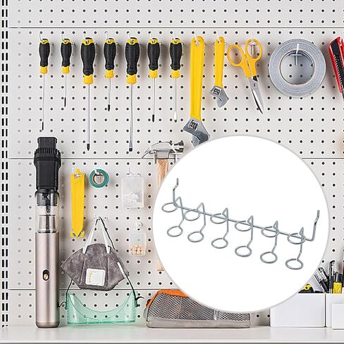 9 * 2 * 1.77 بوصة 6 قطع من أدوات Pegboard الفضية منظم أدوات لوحة ربط الحديد ملحقات Pegboard لمتجر السوبر ماركت والمستودع وغرفة تخزين منضدة العمل in Kuwait