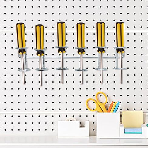 9 * 2 * 1.77 بوصة 6 قطع من أدوات Pegboard الفضية منظم أدوات لوحة ربط الحديد ملحقات Pegboard لمتجر السوبر ماركت والمستودع وغرفة تخزين منضدة العمل in Kuwait
