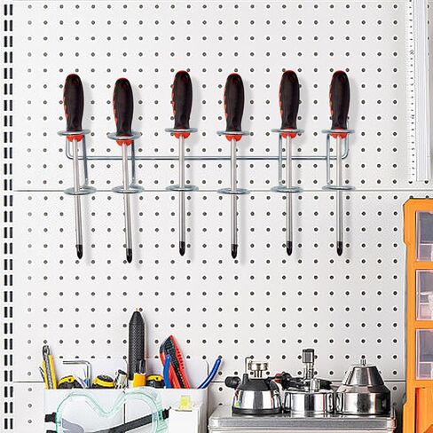 9 * 2 * 1.77 بوصة 6 قطع من أدوات Pegboard الفضية منظم أدوات لوحة ربط الحديد ملحقات Pegboard لمتجر السوبر ماركت والمستودع وغرفة تخزين منضدة العمل in Kuwait