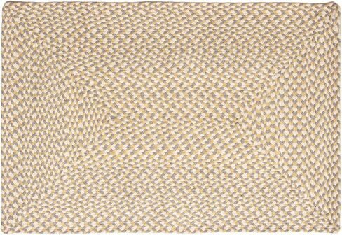 Super Area Rugs سجادة قطنية مضفرة ثلاثية الألوان من القطن - مربعات الجاموس باللون الأصفر والأبيض والرمادي مستطيلة مقاس 4 × 6 بوصات in Kuwait