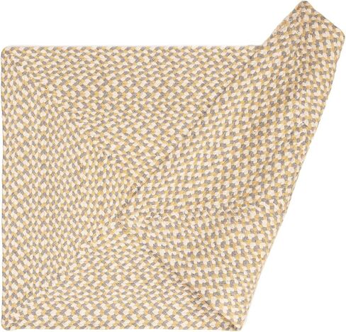 Super Area Rugs سجادة قطنية مضفرة ثلاثية الألوان من القطن - مربعات الجاموس باللون الأصفر والأبيض والرمادي مستطيلة مقاس 4 × 6 بوصات in Kuwait