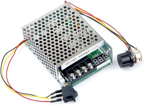 LIVISN PWM DC وحدة تحكم في سرعة المحرك، DC 10V-55V 12V 24V 36V 48V 40A وحدة تحكم في سرعة محرك DC بدون خطوات مع مقياس جهد قابل للتعديل ومفتاح عكسي للفرامل الأمامية وشاشة LED (40A) in Kuwait