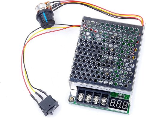 LIVISN PWM DC وحدة تحكم في سرعة المحرك، DC 10V-55V 12V 24V 36V 48V 40A وحدة تحكم في سرعة محرك DC بدون خطوات مع مقياس جهد قابل للتعديل ومفتاح عكسي للفرامل الأمامية وشاشة LED (40A) in Kuwait