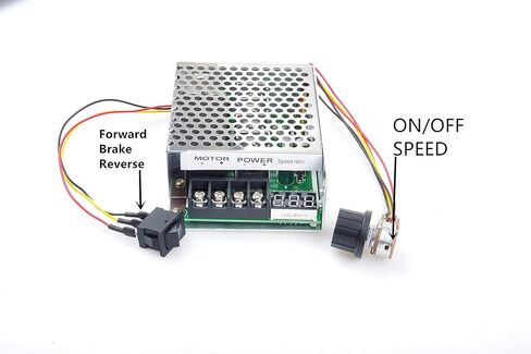 LIVISN PWM DC وحدة تحكم في سرعة المحرك، DC 10V-55V 12V 24V 36V 48V 40A وحدة تحكم في سرعة محرك DC بدون خطوات مع مقياس جهد قابل للتعديل ومفتاح عكسي للفرامل الأمامية وشاشة LED (40A) in Kuwait