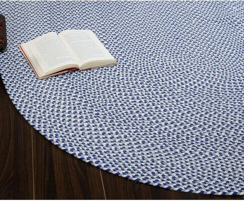 Super Area Rugs سجادة قطنية مضفرة ثلاثية الألوان من القطن - مربعات الجاموس باللون الأصفر والأبيض والرمادي مستطيلة مقاس 4 × 6 بوصات in Kuwait