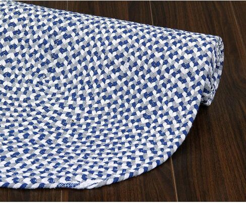 Super Area Rugs سجادة قطنية مضفرة ثلاثية الألوان من القطن - مربعات الجاموس باللون الأصفر والأبيض والرمادي مستطيلة مقاس 4 × 6 بوصات in Kuwait