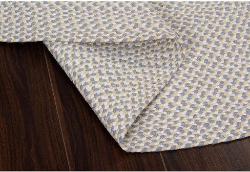 Super Area Rugs سجادة قطنية مضفرة ثلاثية الألوان من القطن - مربعات الجاموس باللون الأصفر والأبيض والرمادي مستطيلة مقاس 4 × 6 بوصات in Kuwait