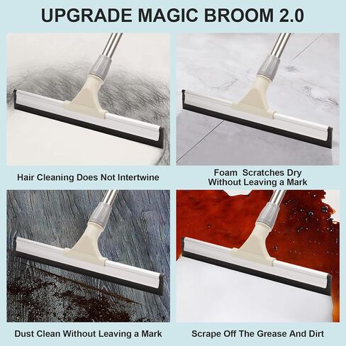 Floor Squeegee, Rubber Magic Broom Sweeper with 59'' Long Adjustable Handle for Floor, Floor Squeegee with Rubber Blade for Floor Glass Shower Window Bathroom Kitchen Pool in Saudi Arabia