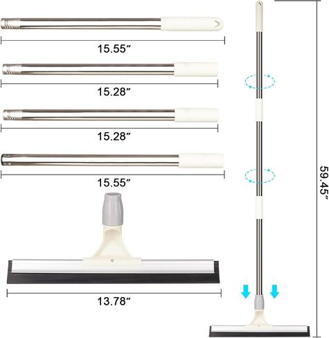 Floor Squeegee, Rubber Magic Broom Sweeper with 59'' Long Adjustable Handle for Floor, Floor Squeegee with Rubber Blade for Floor Glass Shower Window Bathroom Kitchen Pool in Saudi Arabia