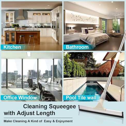 Floor Squeegee, Rubber Magic Broom Sweeper with 59'' Long Adjustable Handle for Floor, Floor Squeegee with Rubber Blade for Floor Glass Shower Window Bathroom Kitchen Pool in Saudi Arabia