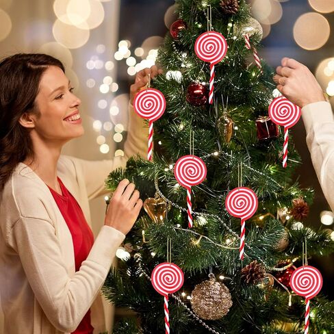 10 قطع عيد الميلاد مصاصة زخرفة شجرة عيد الميلاد زخرفة الأبيض والأحمر عيد الميلاد عيد الميلاد زينة عيد الحب in Kuwait