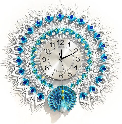 Peacock Wall Clock Decorative, Large Battery Wall Clocks 23.6 Inches for home, office, Living Room Decor in Saudi Arabia