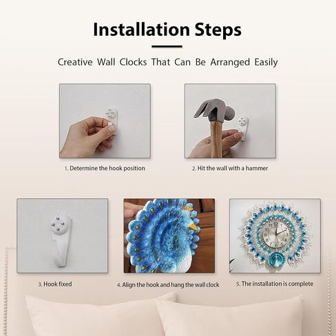 Peacock Wall Clock Decorative, Large Battery Wall Clocks 23.6 Inches for home, office, Living Room Decor in Saudi Arabia
