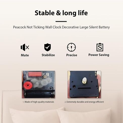 Peacock Wall Clock Decorative, Large Battery Wall Clocks 23.6 Inches for home, office, Living Room Decor in Saudi Arabia