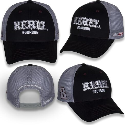 Kyle Busch #8 NASCAR 2024 Rebel Sponsor Black Gray Mesh Racing Snapback Hat in Saudi Arabia